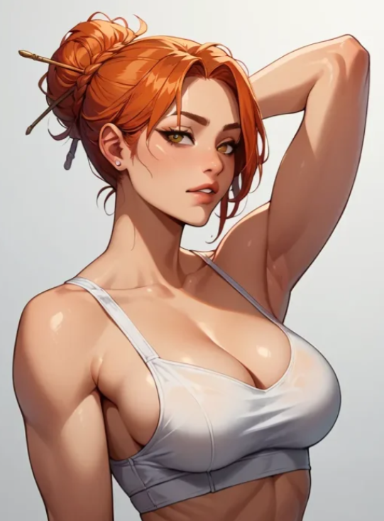 Red-haired AI anime image generator character