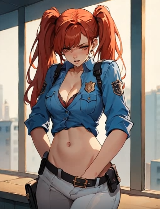 Red-haired AI anime video generator character
